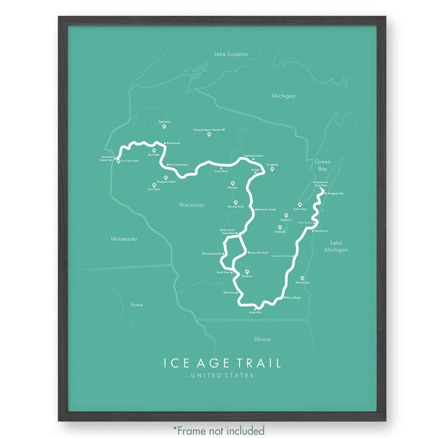 Trail Poster of Ice Age Trail - Teal