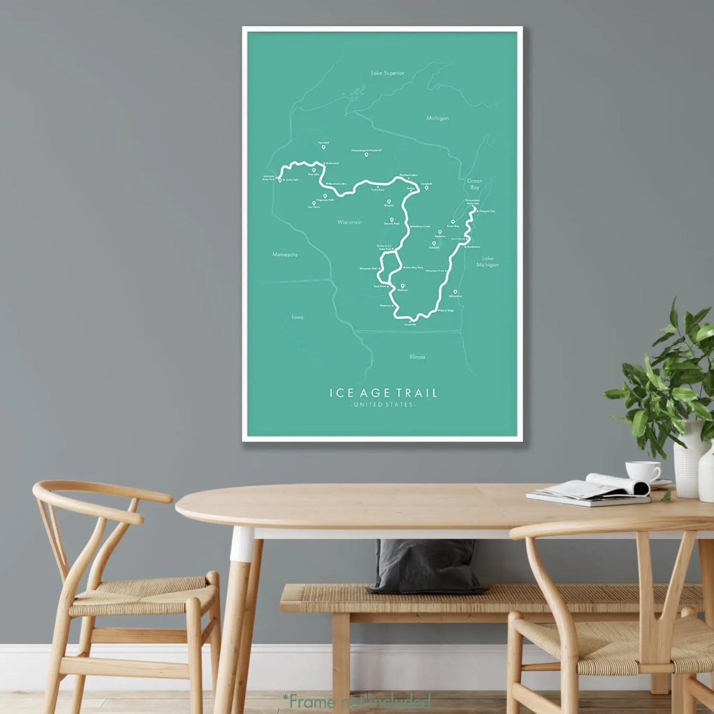 Trail Poster of Ice Age Trail - Teal Mockup