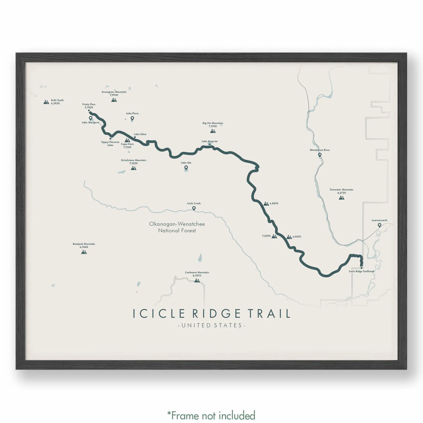 Trail Poster of Icicle Ridge Trail - Beige