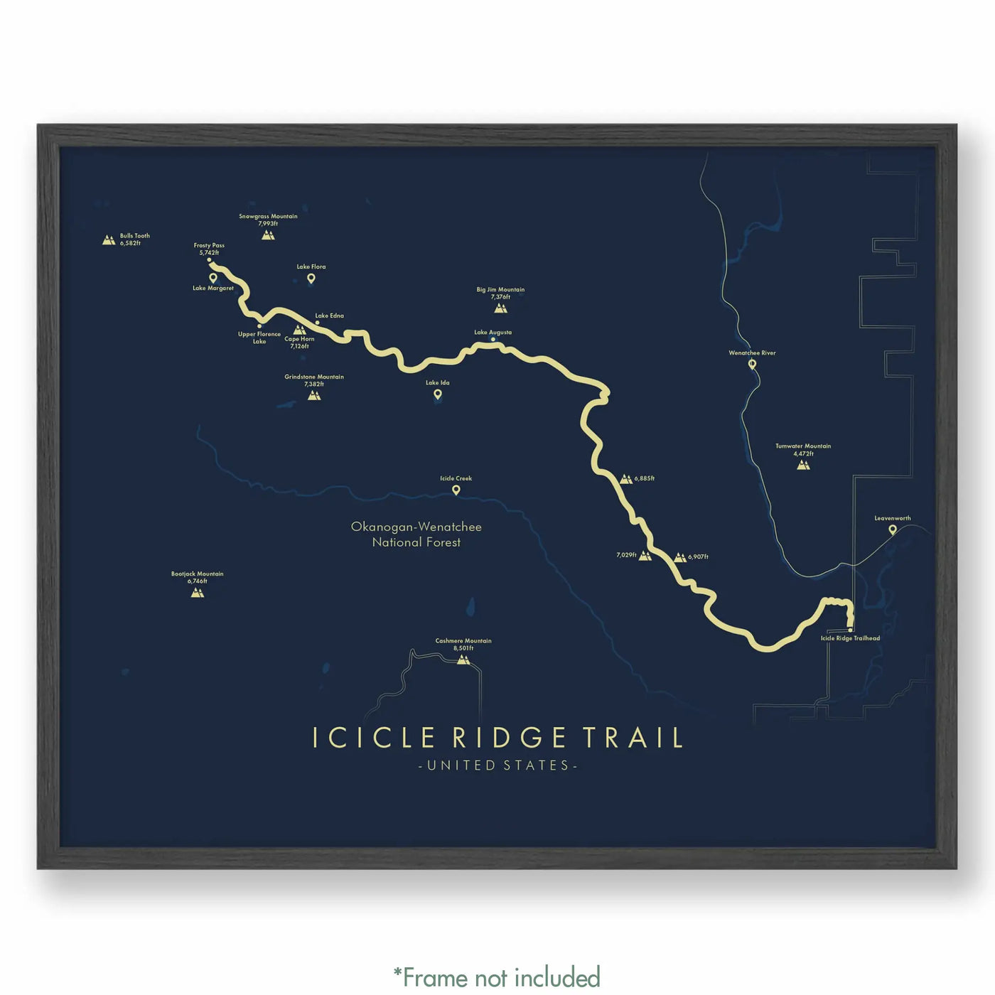 Trail Poster of Icicle Ridge Trail - Blue