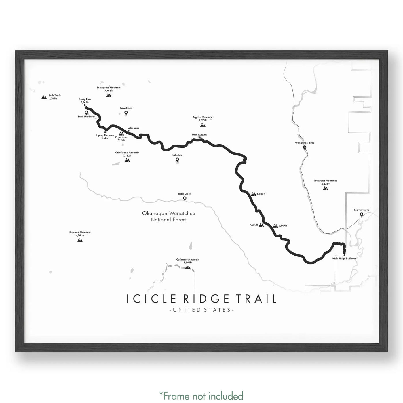 Trail Poster of Icicle Ridge Trail - White