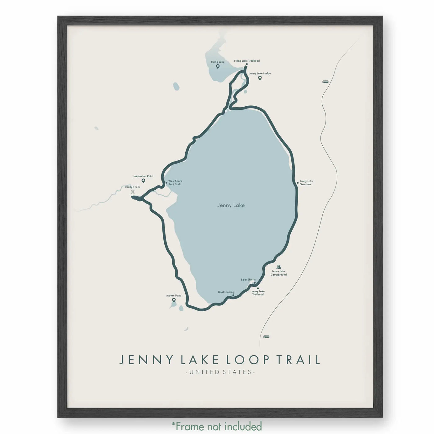 Trail Poster of Jenny Lake Loop Trail - Beige