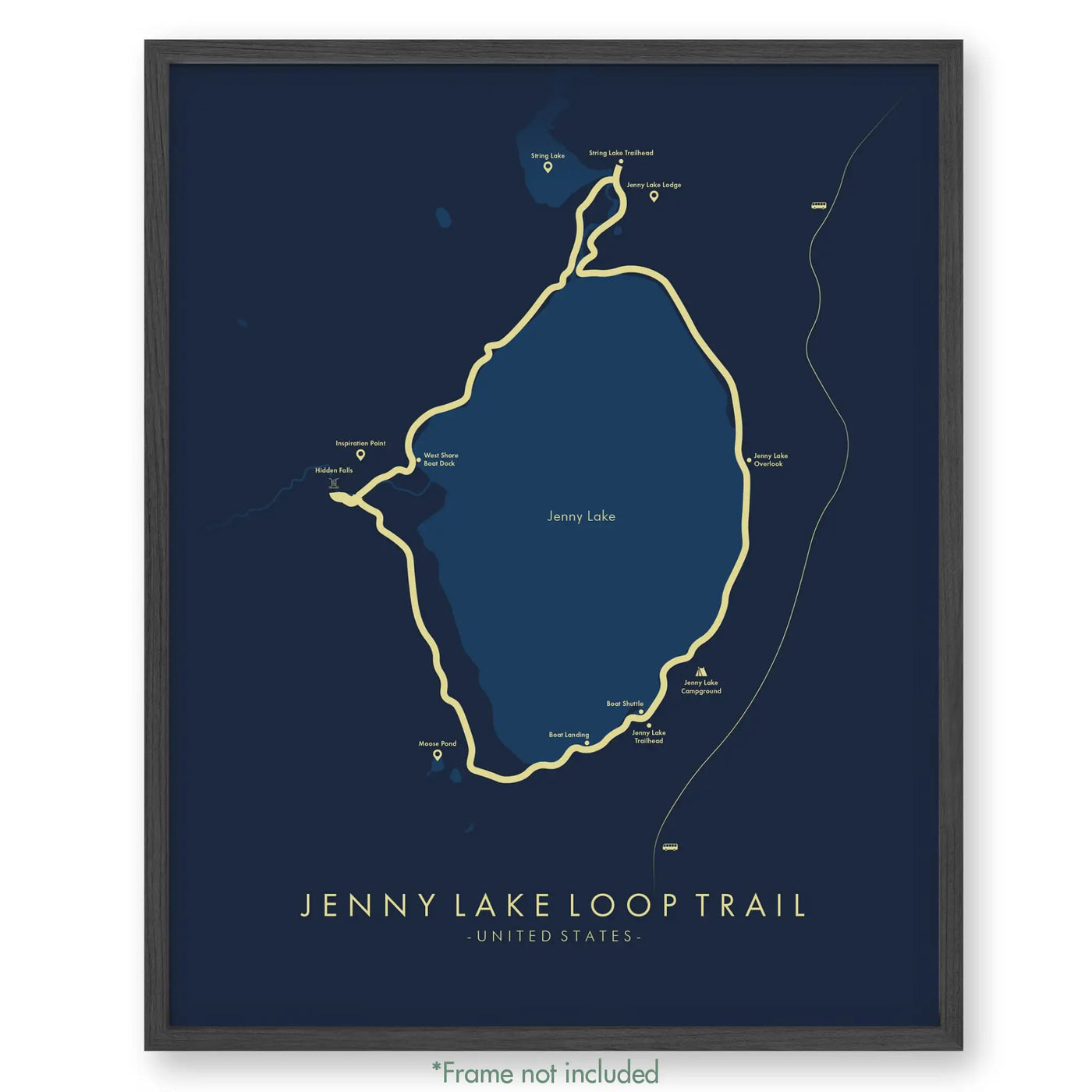 Trail Poster of Jenny Lake Loop Trail - Blue