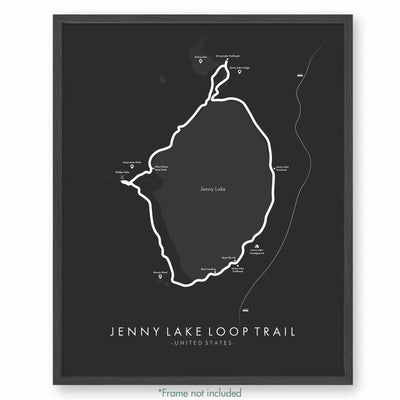 Trail Poster of Jenny Lake Loop Trail - Grey