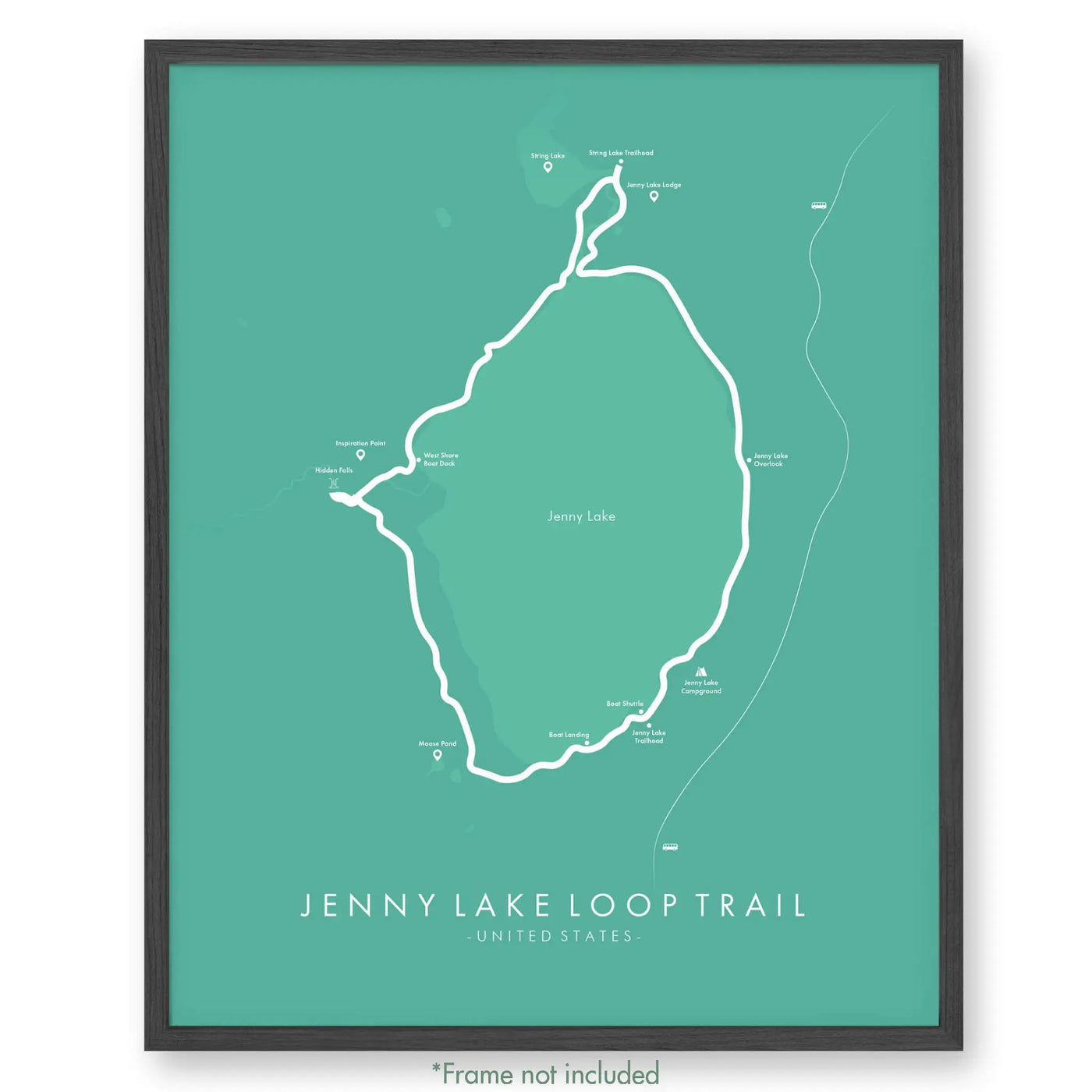 Trail Poster of Jenny Lake Loop Trail - Teal