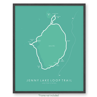 Trail Poster of Jenny Lake Loop Trail - Teal