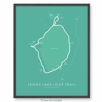 Trail Poster of Jenny Lake Loop Trail - Teal