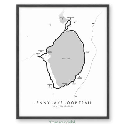 Trail Poster of Jenny Lake Loop Trail - White