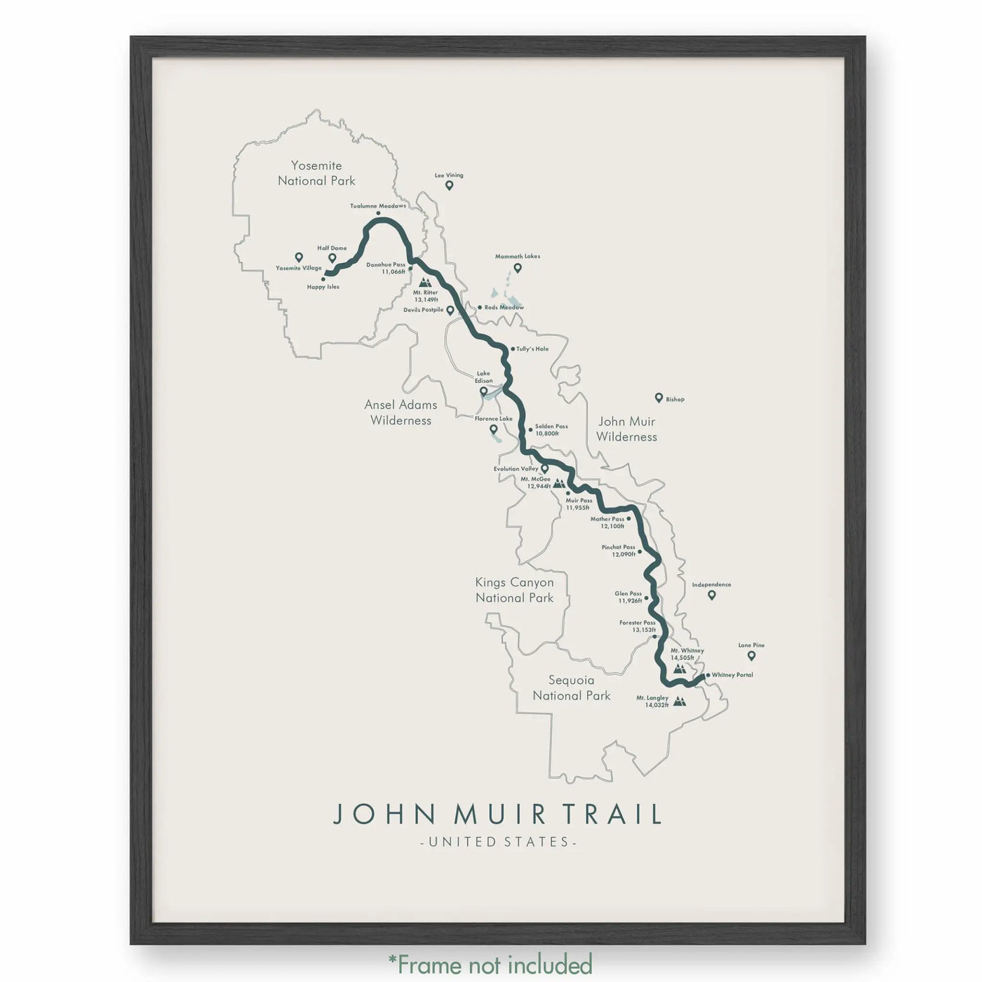 Trail Poster of John Muir Trail - Beige