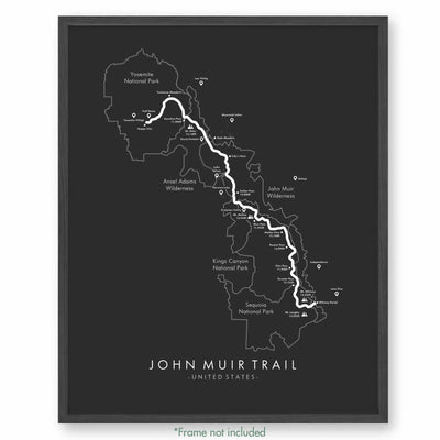Trail Poster of John Muir Trail - Grey