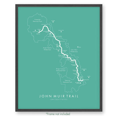 Trail Poster of John Muir Trail - Teal