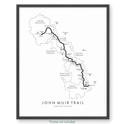 Trail Poster of John Muir Trail - White
