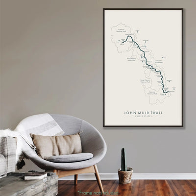 Trail Poster of John Muir Trail - Beige Mockup