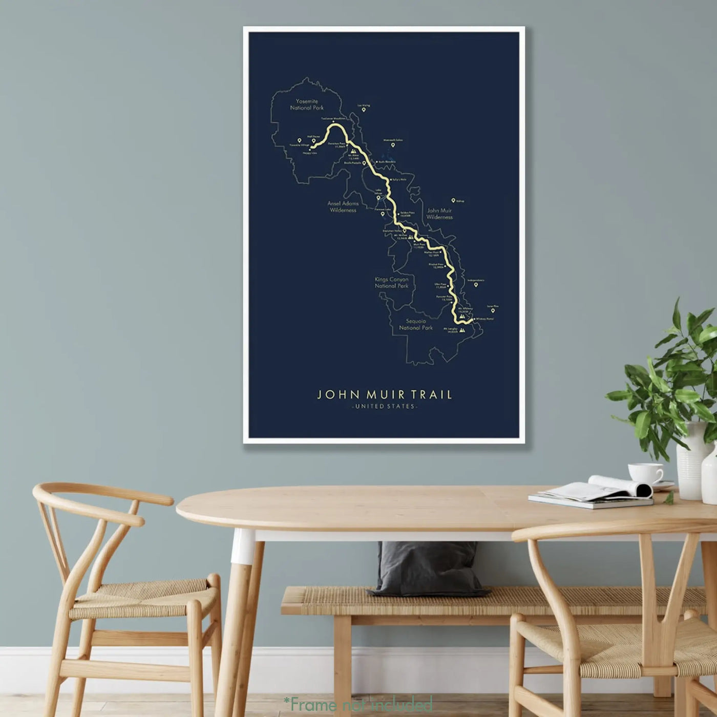Trail Poster of John Muir Trail - Blue Mockup