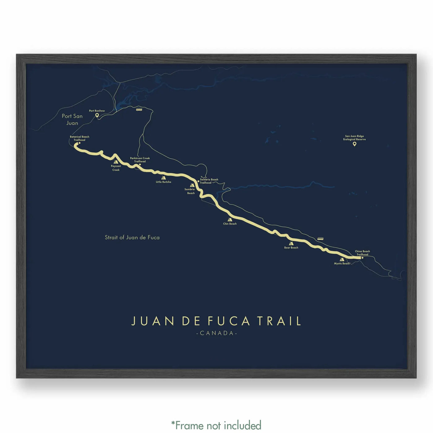 Trail Poster of Juan de Fuca Trail - Blue