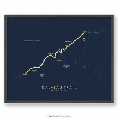 Trail Poster of Kalalau Trail - Blue