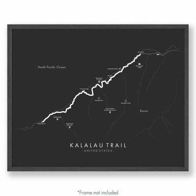 Trail Poster of Kalalau Trail - Grey