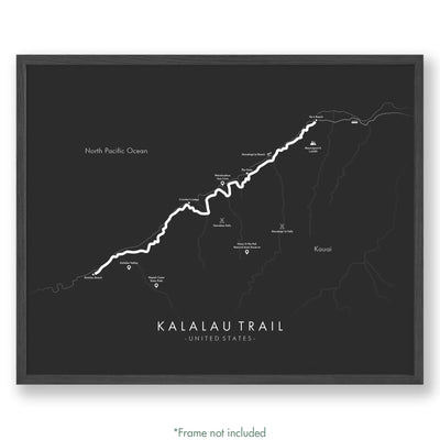 Trail Poster of Kalalau Trail - Grey