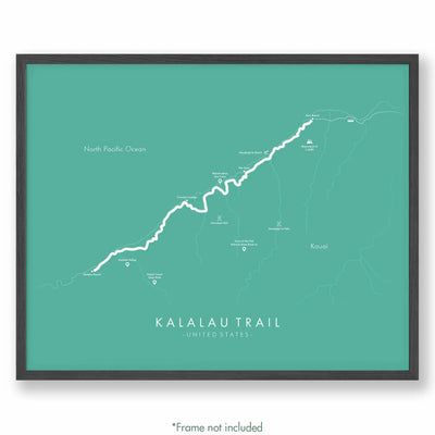 Trail Poster of Kalalau Trail - Teal