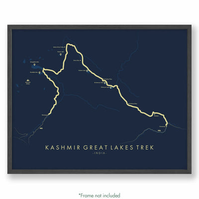 Trail Poster of Kashmir Great Lakes Trek - Blue
