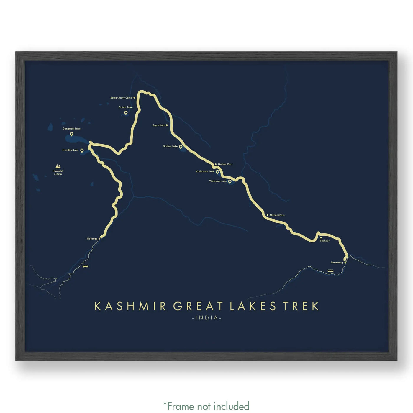 Trail Poster of Kashmir Great Lakes Trek - Blue