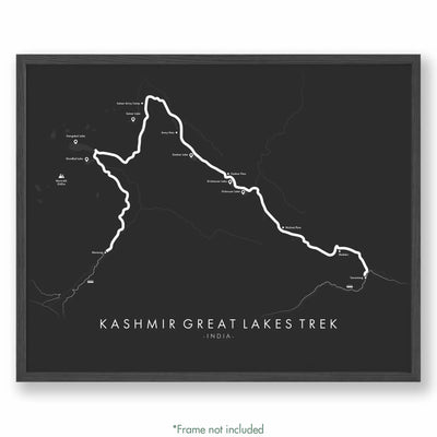 Trail Poster of Kashmir Great Lakes Trek - Grey