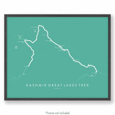 Trail Poster of Kashmir Great Lakes Trek - Teal
