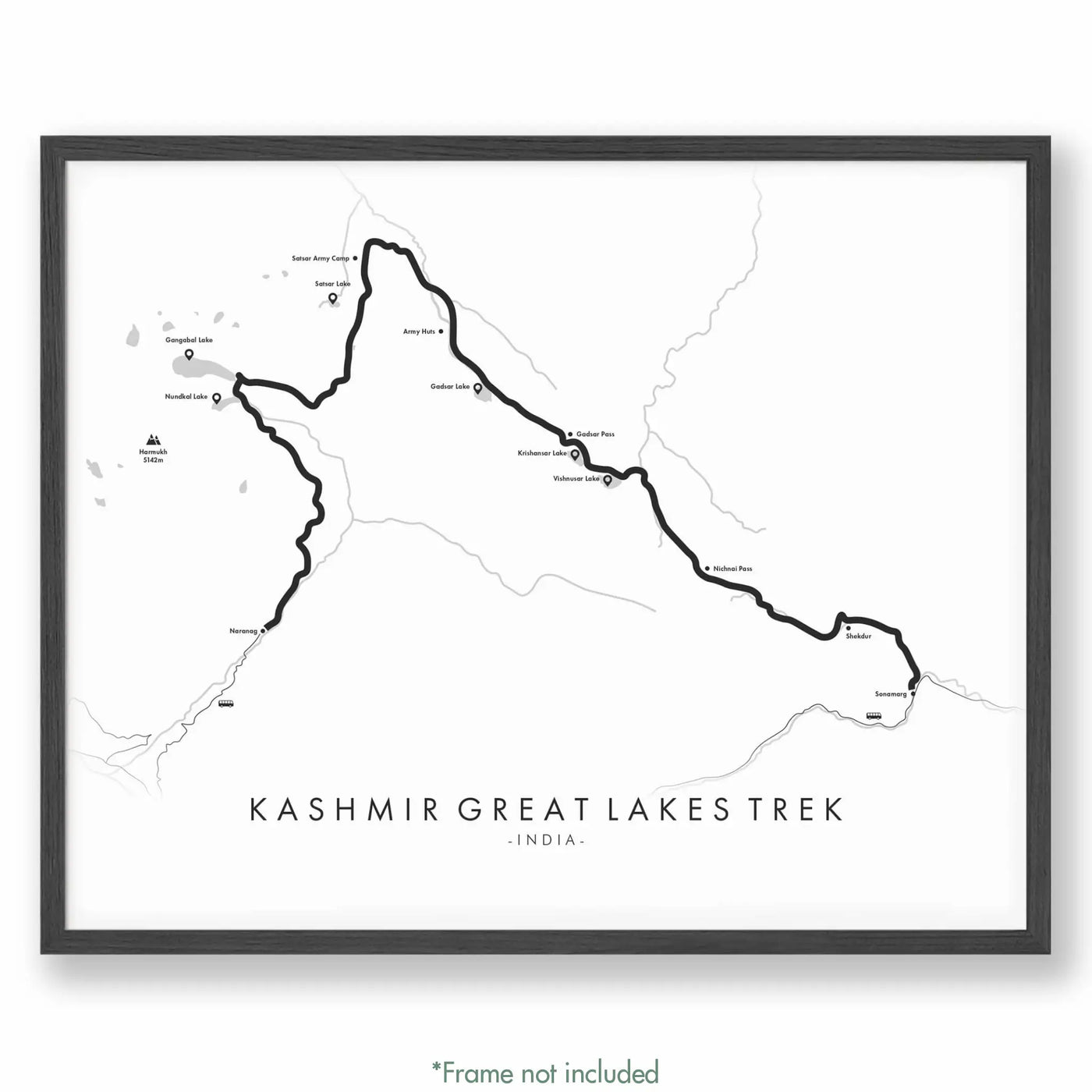 Trail Poster of Kashmir Great Lakes Trek - White