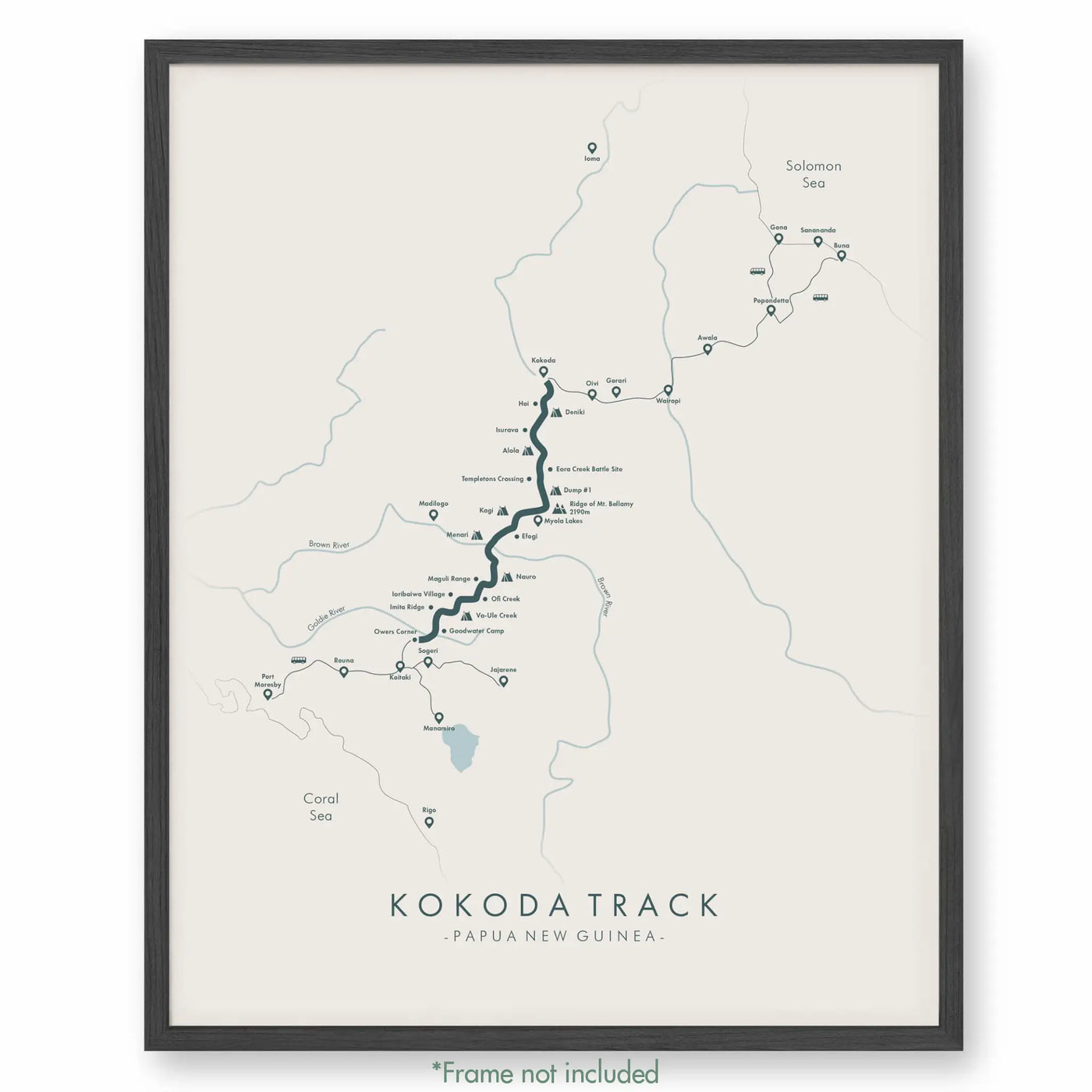 Trail Poster of Kokoda Track - Beige