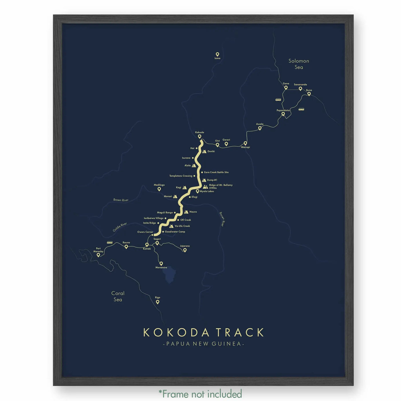 Trail Poster of Kokoda Track - Blue