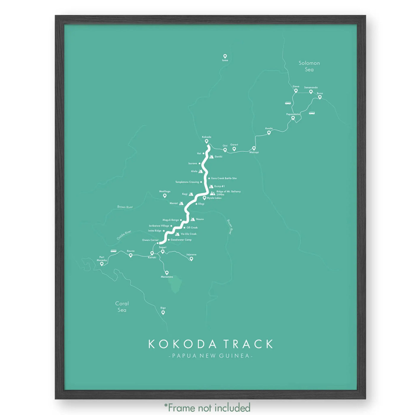 Trail Poster of Kokoda Track - Teal