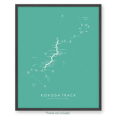 Trail Poster of Kokoda Track - Teal