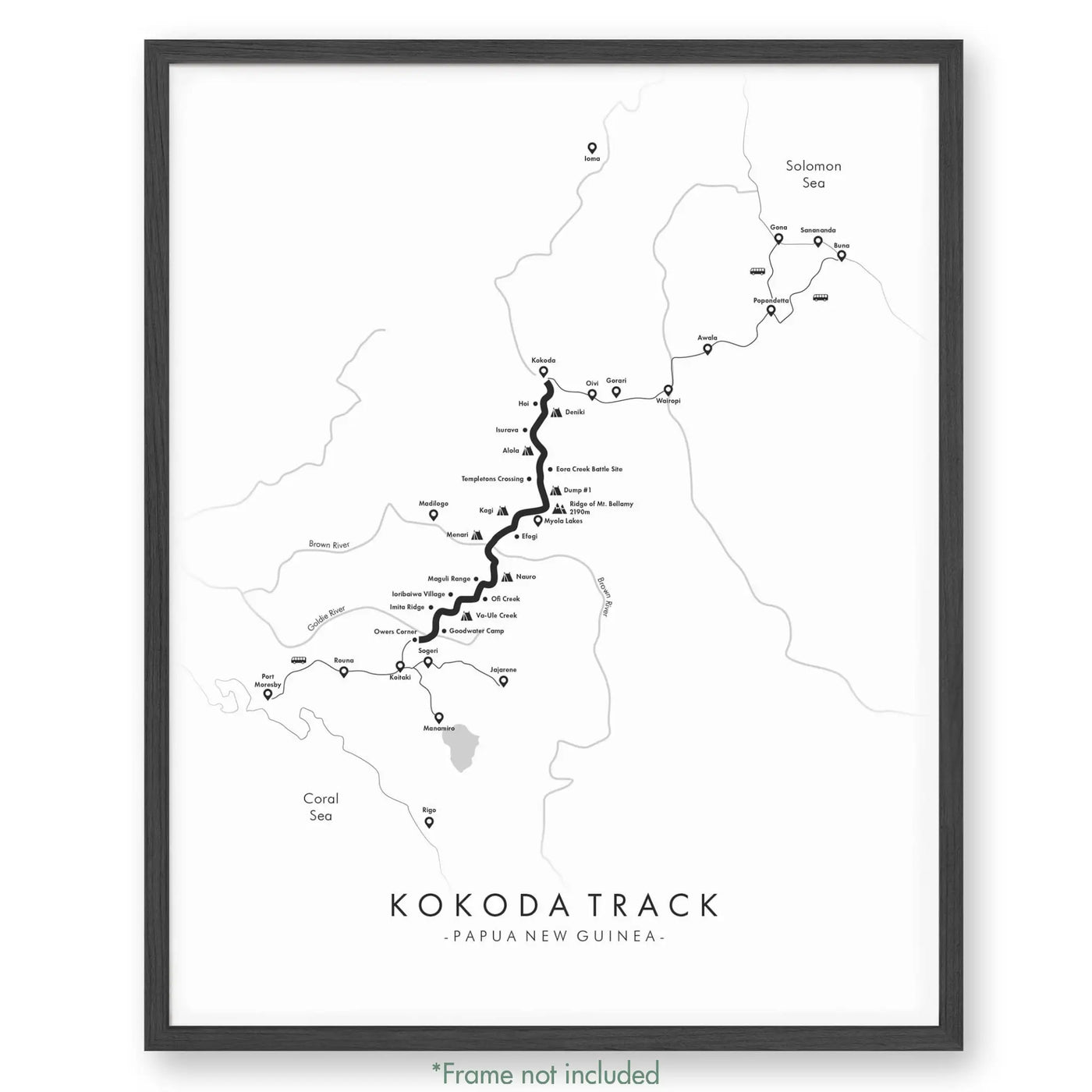 Trail Poster of Kokoda Track - White