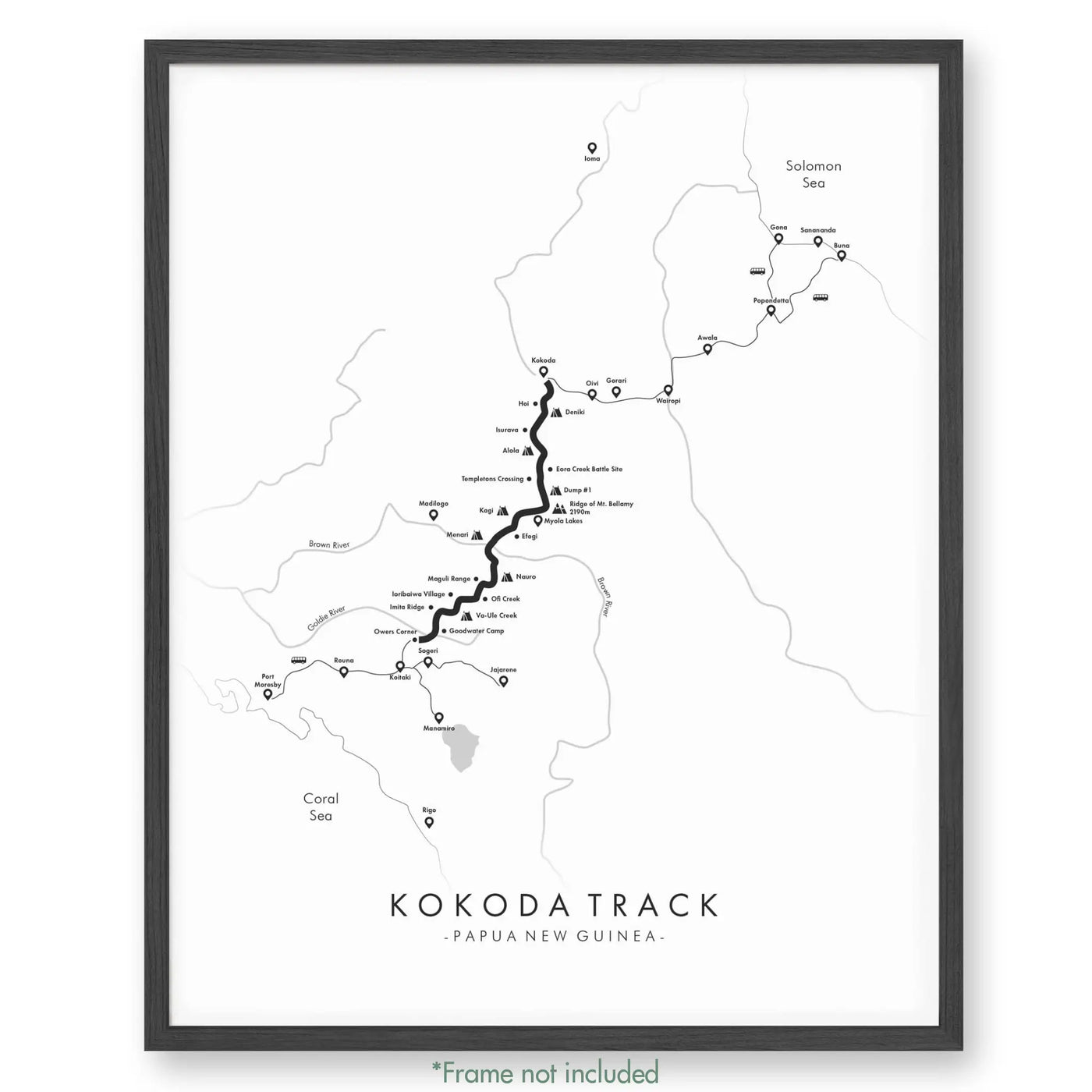 Trail Poster of Kokoda Track - White
