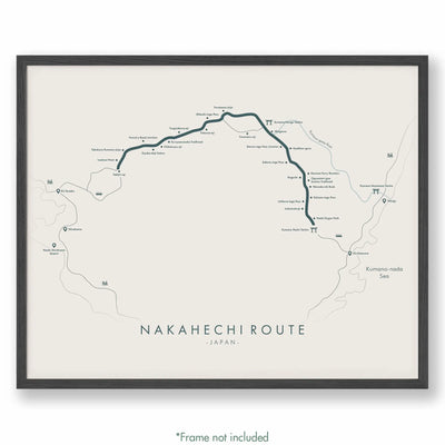 Trail Poster of Kumano Kodo - Nakahechi Route - Beige