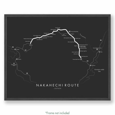 Trail Poster of Kumano Kodo - Nakahechi Route - Grey