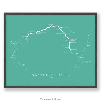 Trail Poster of Kumano Kodo - Nakahechi Route - Teal