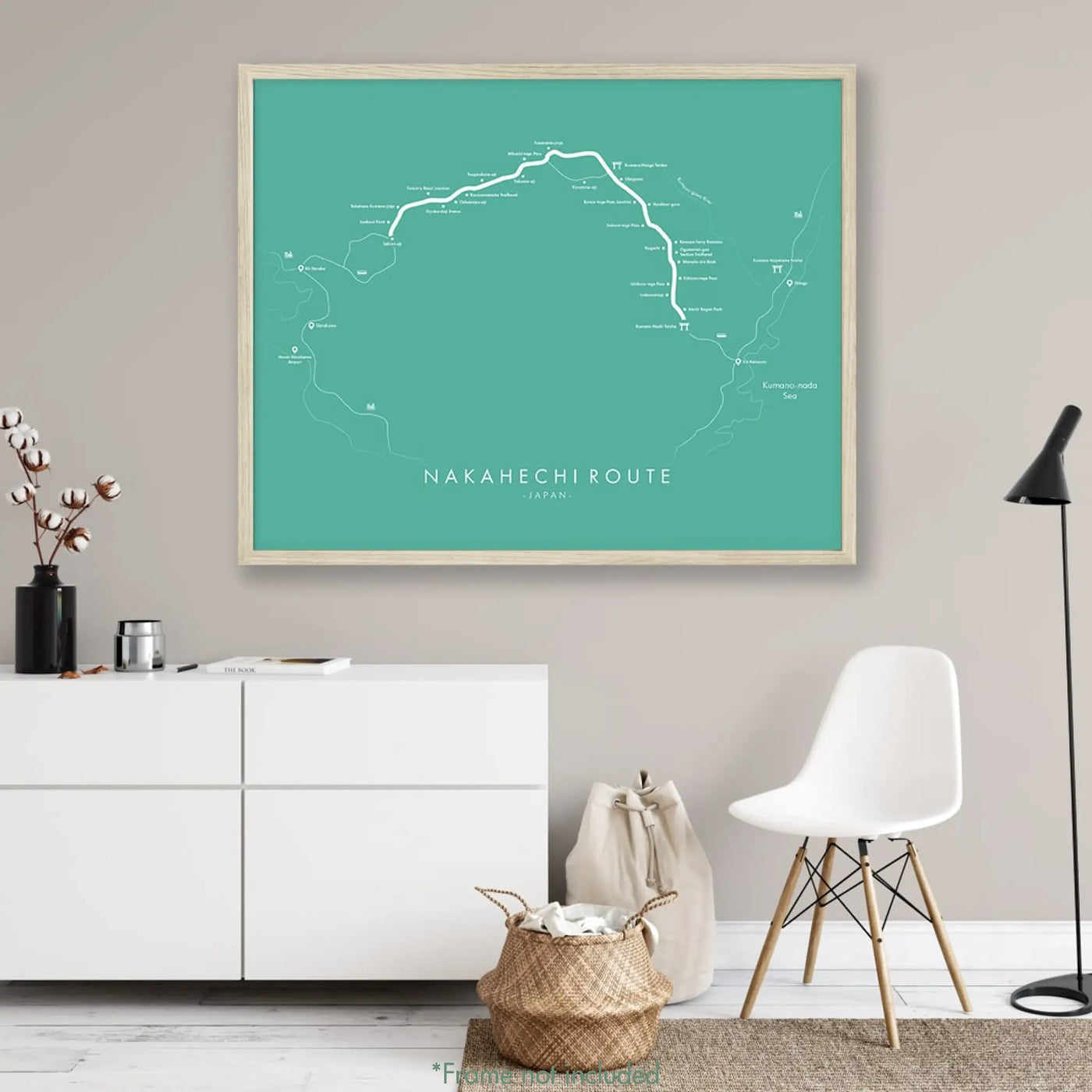 Trail Poster of Kumano Kodo - Nakahechi Route - Teal Mockup