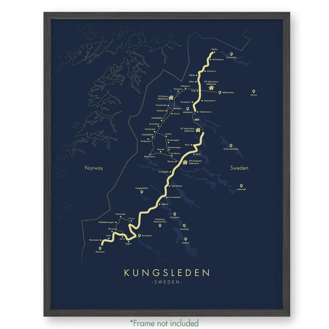 Trail Poster of Kungsleden - Blue