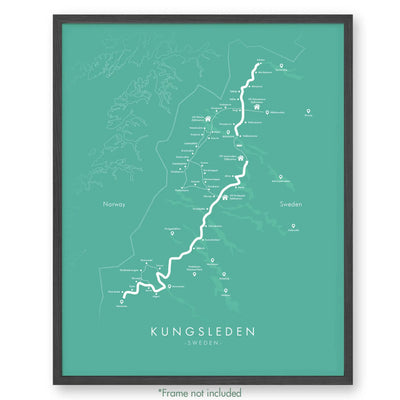 Trail Poster of Kungsleden - Teal