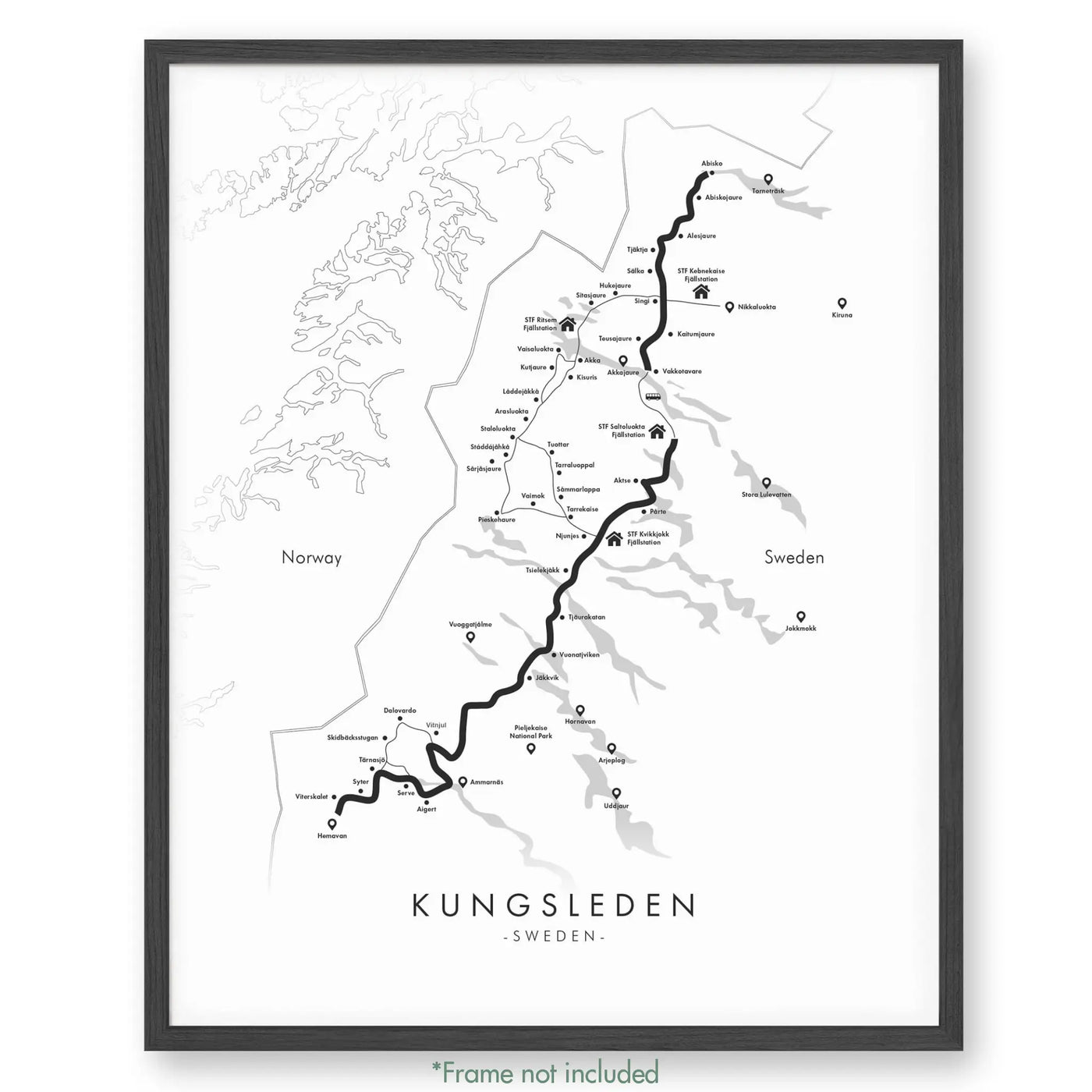 Trail Poster of Kungsleden - White