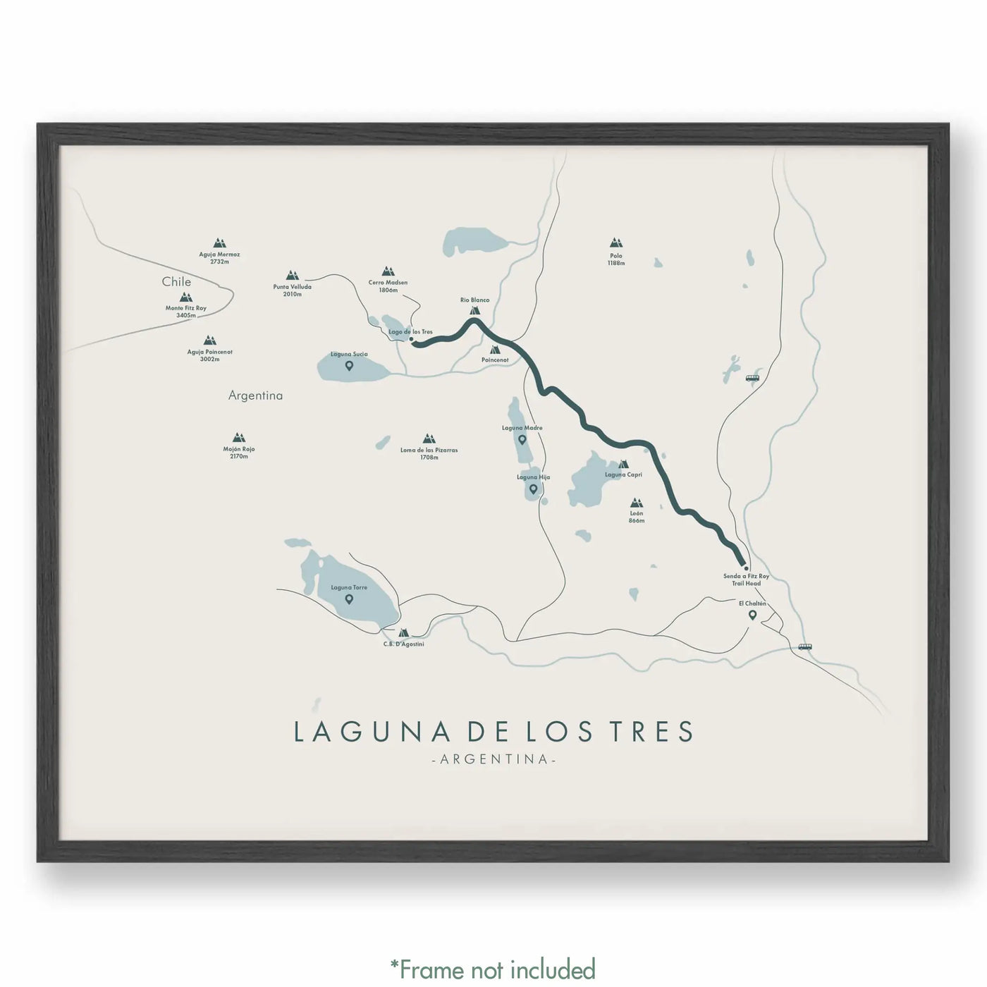 Trail Poster of Laguna de los Tres - Beige