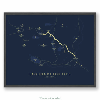 Trail Poster of Laguna de los Tres - Blue