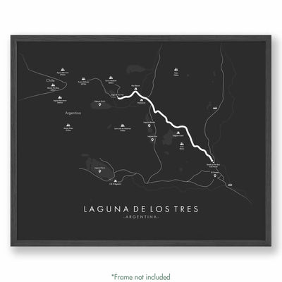 Trail Poster of Laguna de los Tres - Grey