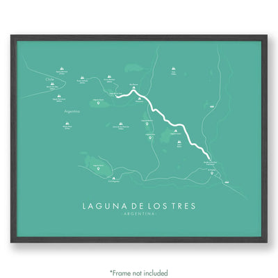 Trail Poster of Laguna de los Tres - Teal