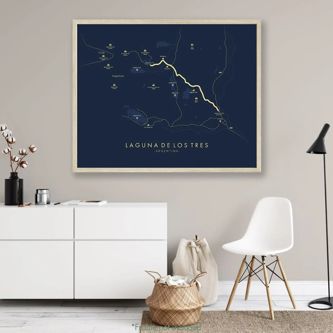 Trail Poster of Laguna de los Tres - Blue Mockup