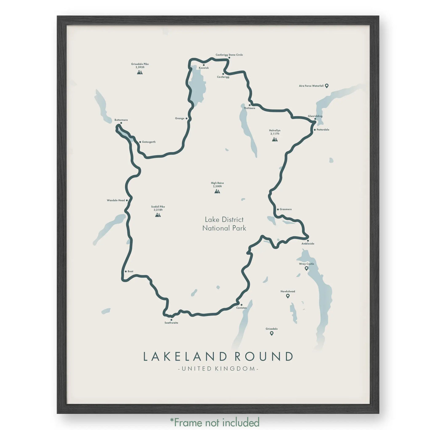 Trail Poster of Lakeland Round - Beige