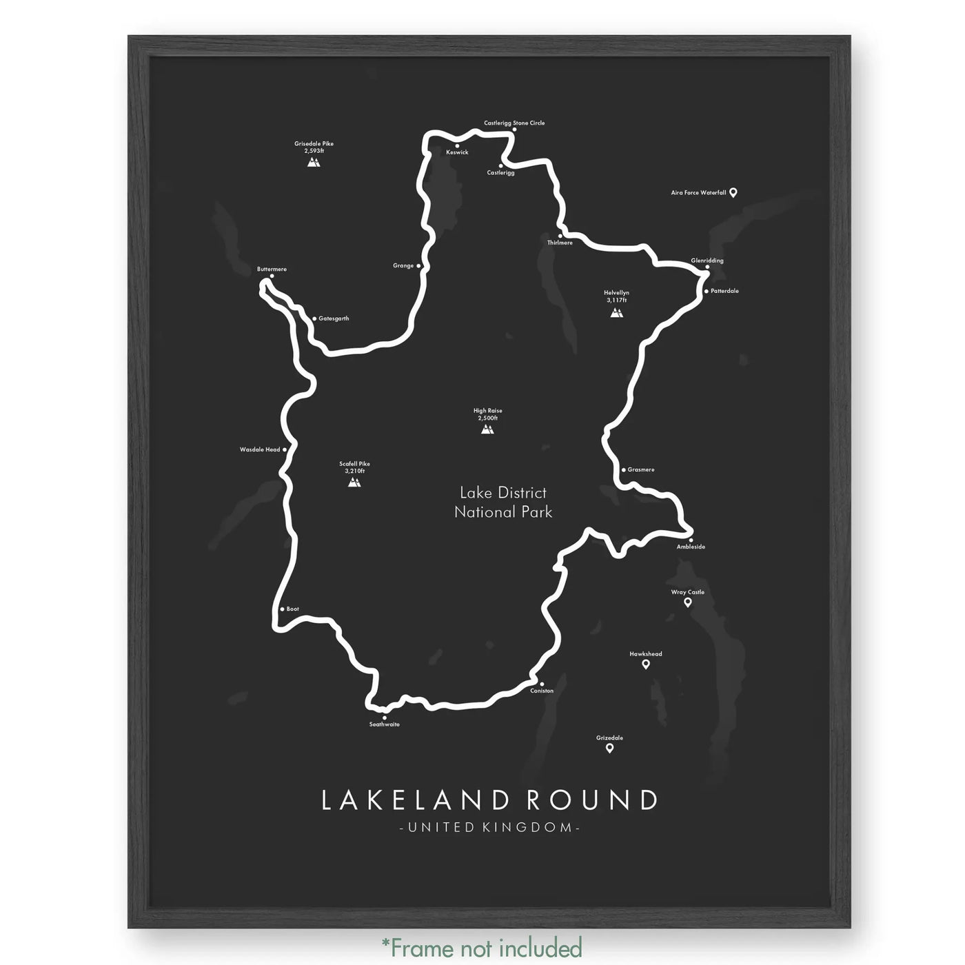 Trail Poster of Lakeland Round - Grey
