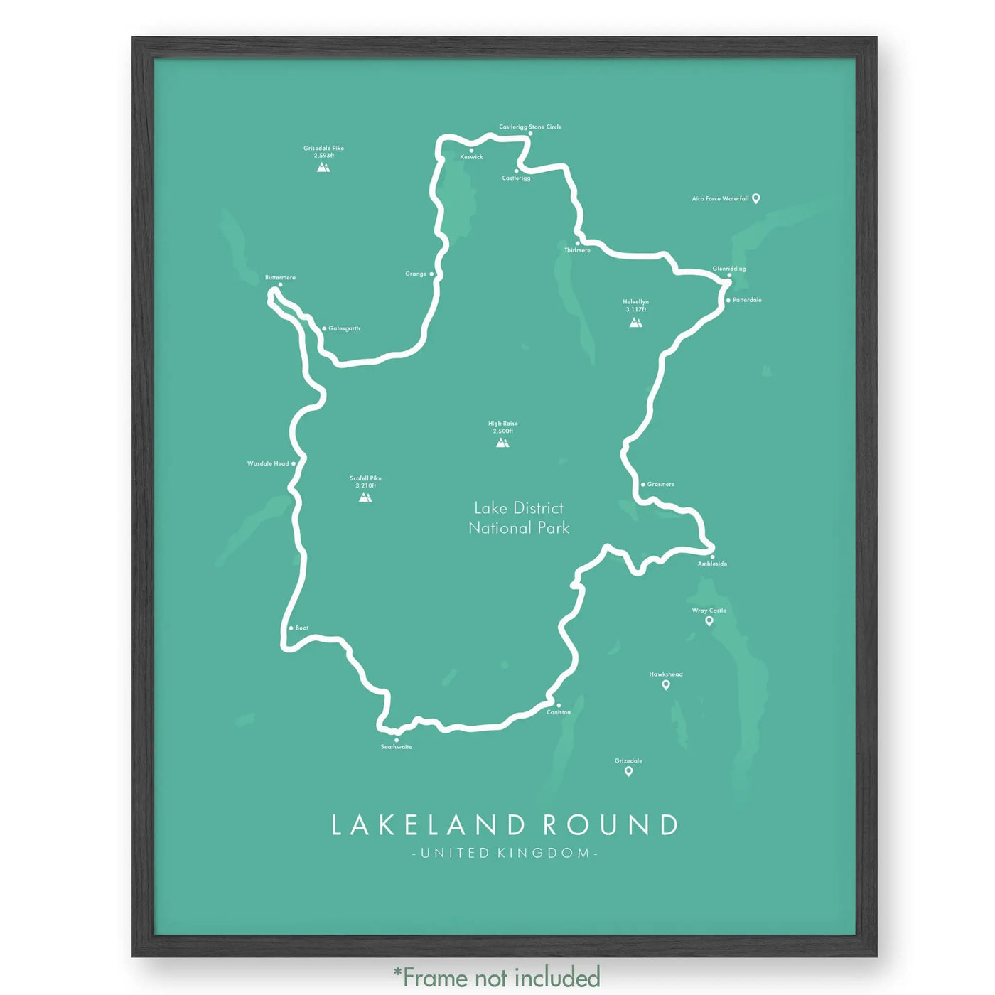 Trail Poster of Lakeland Round - Teal