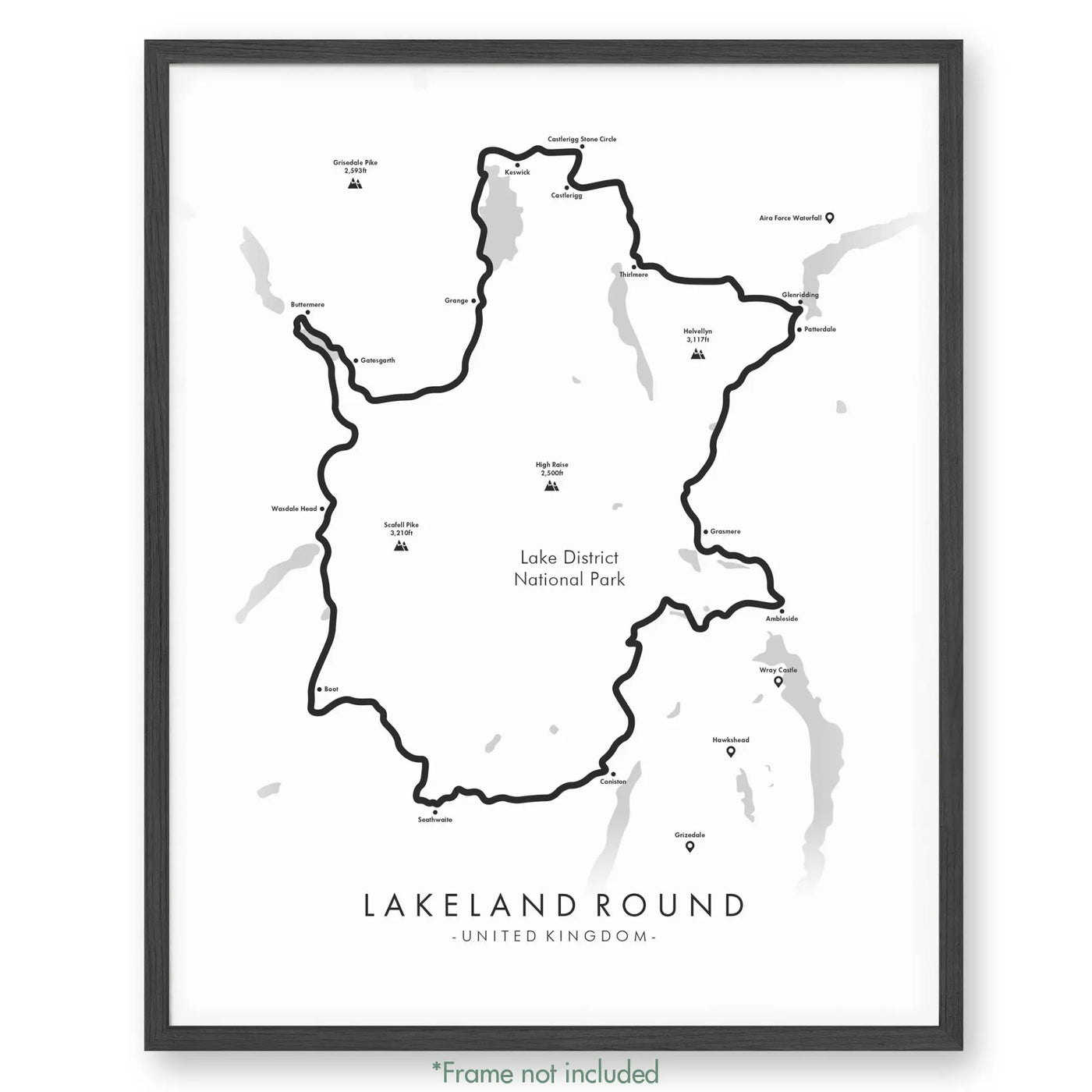 Trail Poster of Lakeland Round - White
